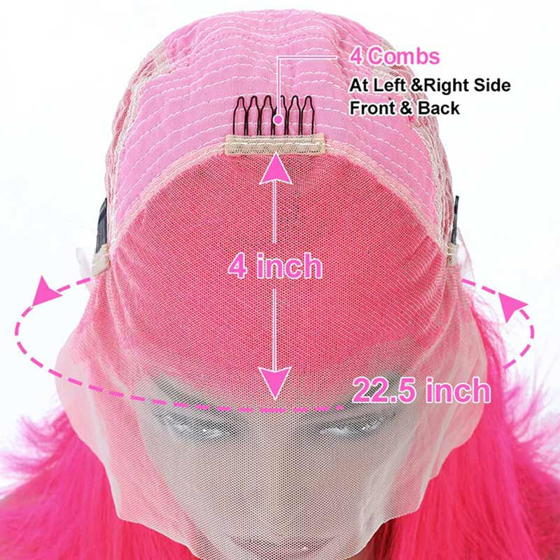 Moonhair Pink Wig Body Wave Lace Front Wig Human Hair