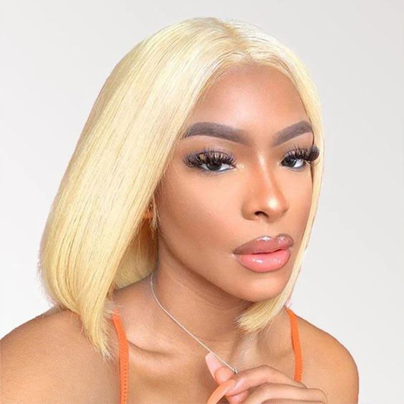 Zlike Short 613 Blonde Bob Wig with Baby Hair Human Hair Wigs for Women