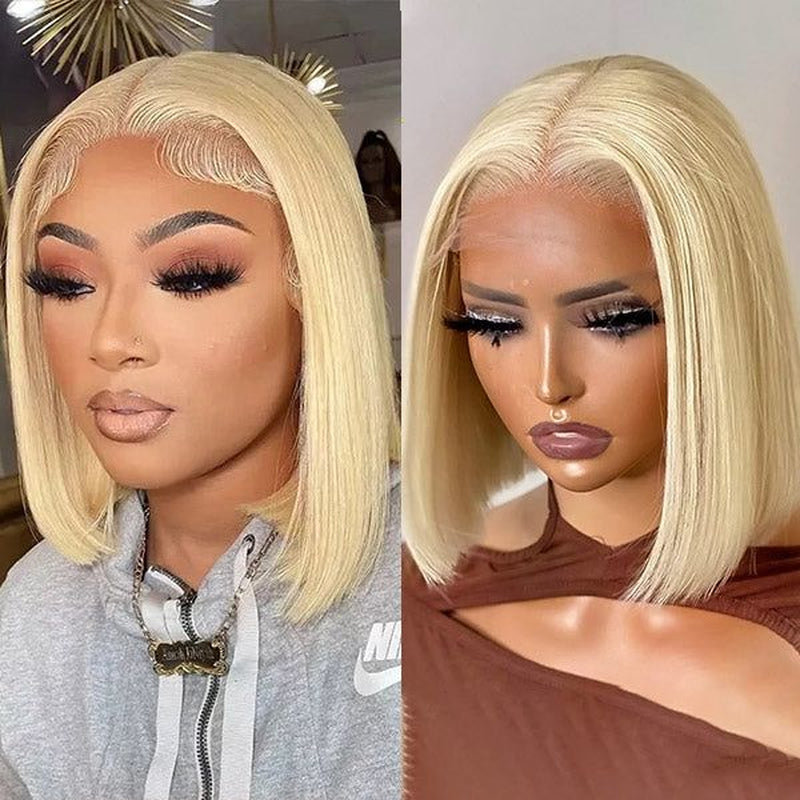 Zlike Short 613 Blonde Bob Wig with Baby Hair Human Hair Wigs for Women