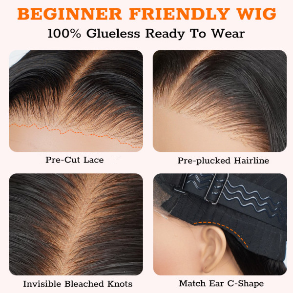 Short Straight Bob Glueless Lace Wig