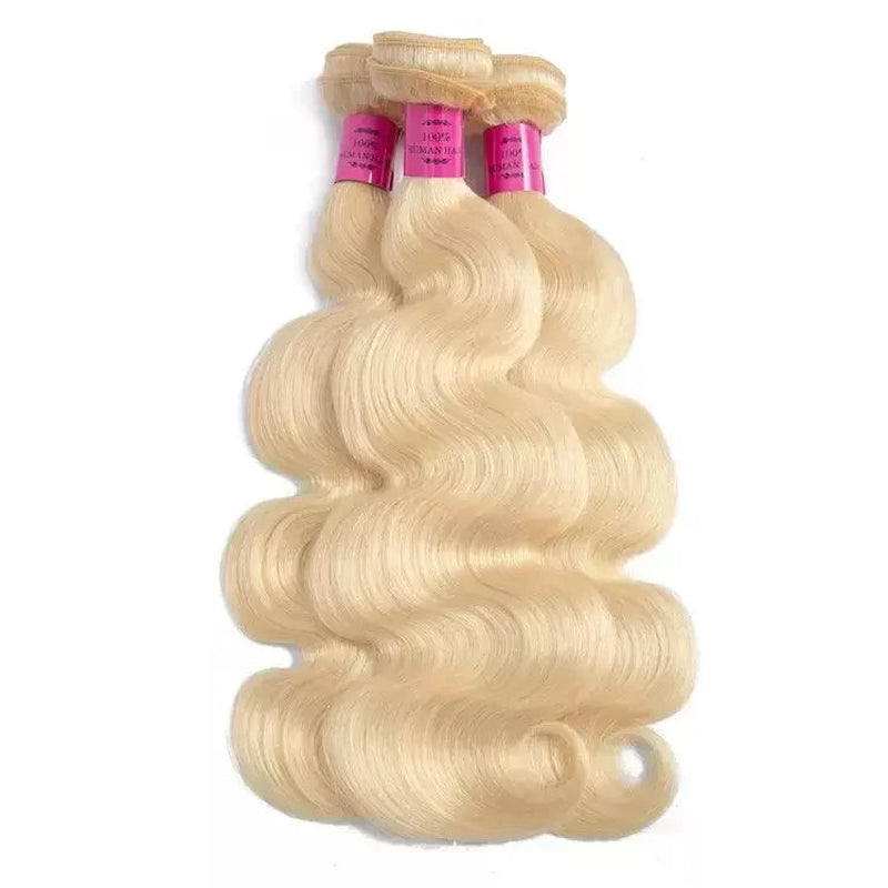 613# Blonde with Free Part Remy Human Hair Body Wave 3Bundles with 13X4 Lace Frontal-Zlike