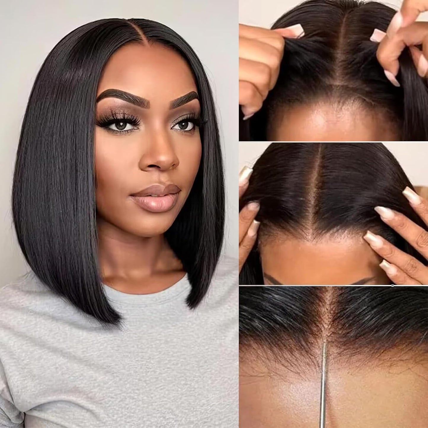 Short Straight Bob Glueless Lace Wig