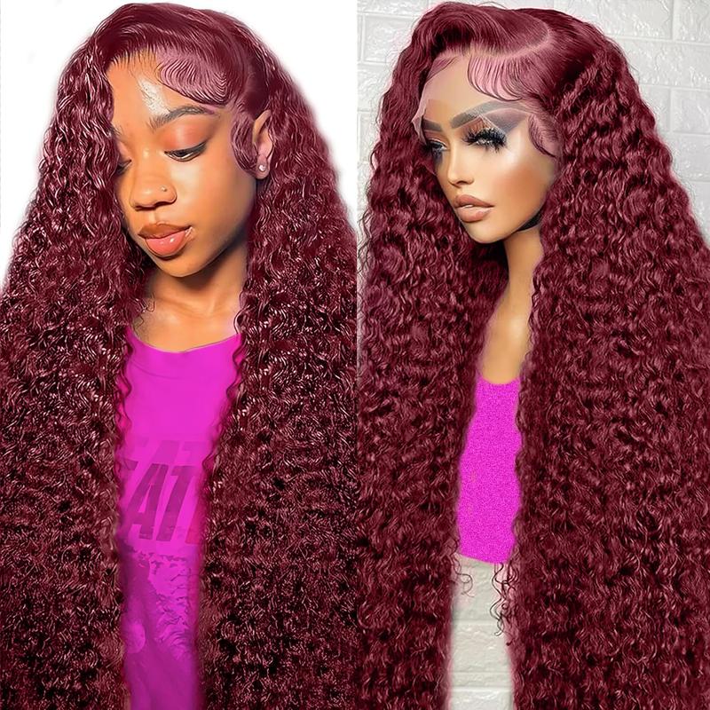Burgundy 99J Deep Wave HD Lace Front Wig 32-34Inch
