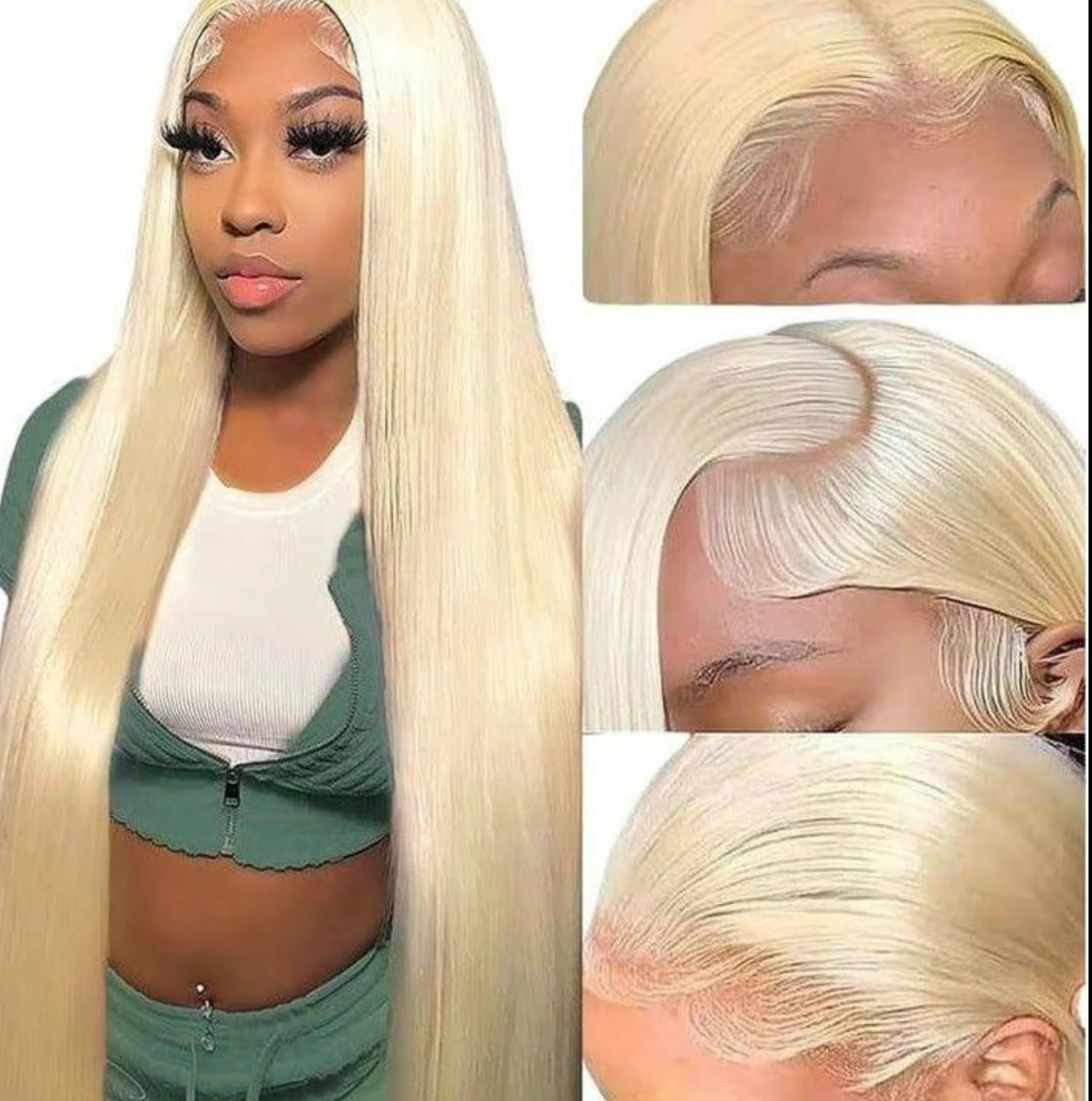 613 Blonde Straight 13x4 Transparent Lace Front Human Hair Wigs 180% Density Natural Hairline Unisex Heat Resistant Straight