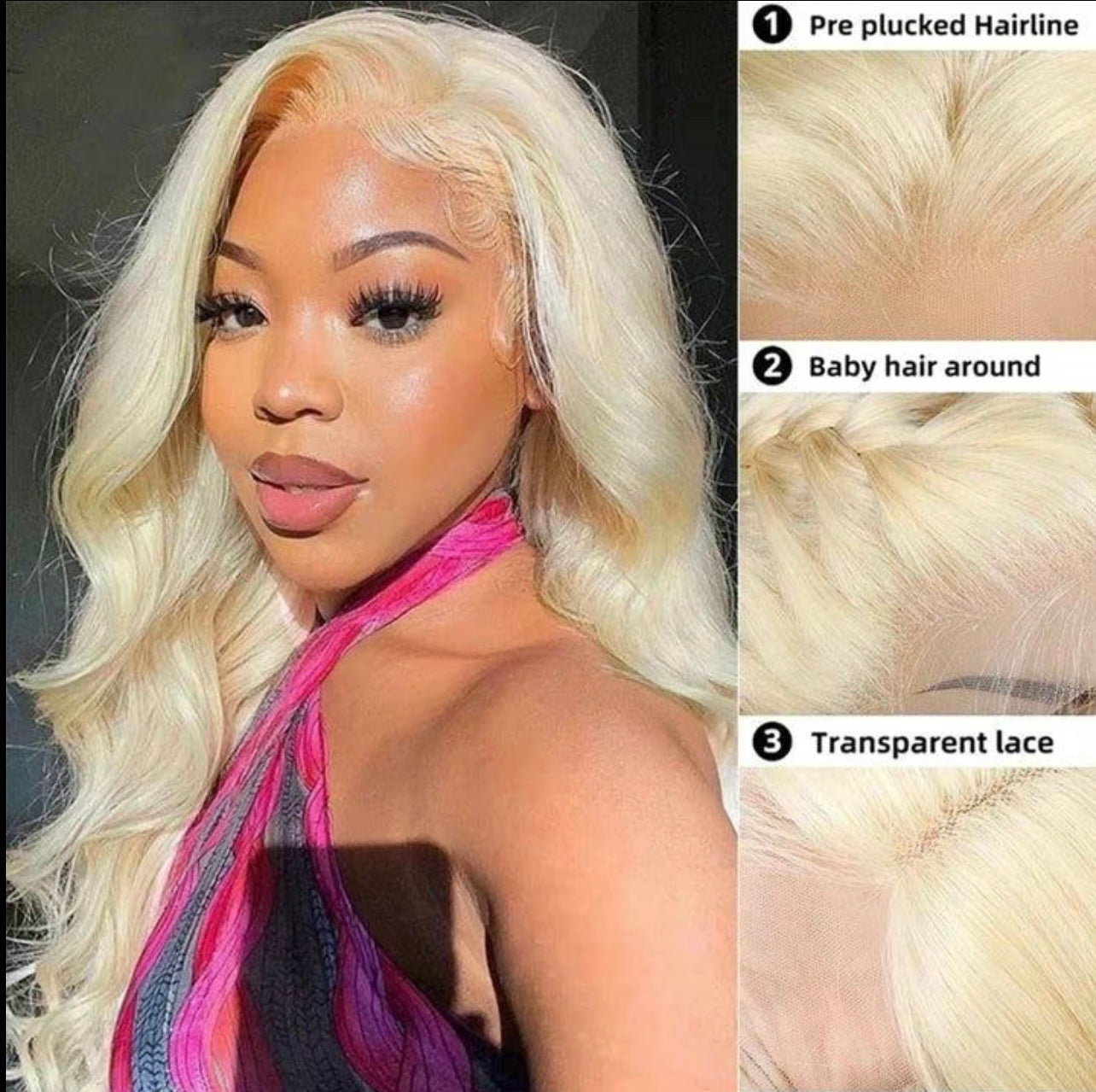 613 Blonde Straight 13x4 Transparent Lace Front Human Hair Wigs 180% Density Natural Hairline Unisex Heat Resistant Straight