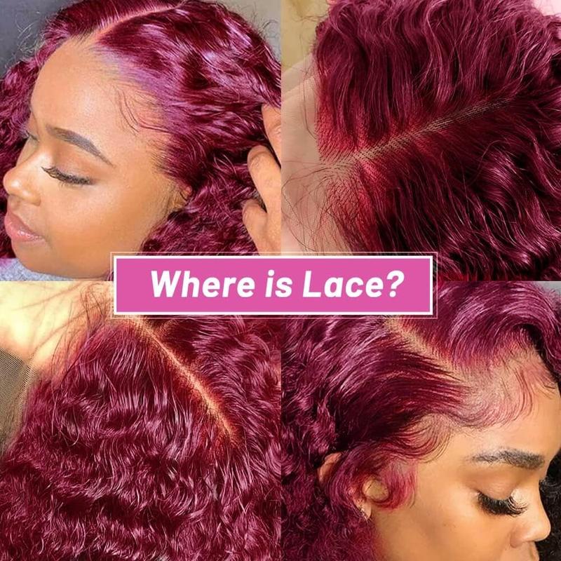 Burgundy 99J Deep Wave HD Lace Front Wig 32-34Inch