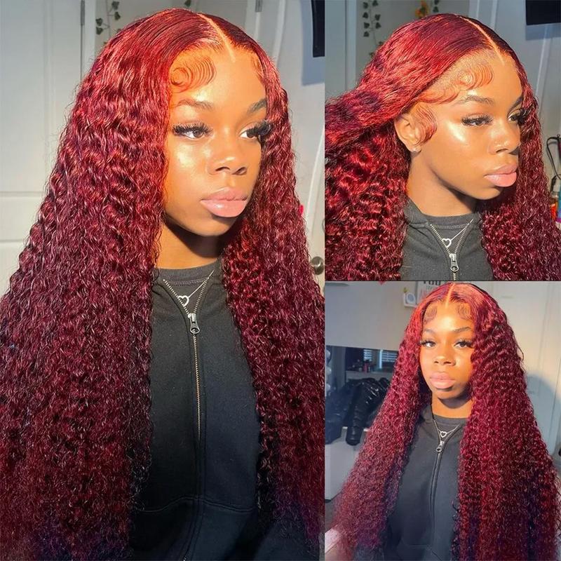 Burgundy 99J Deep Wave HD Lace Front Wig 32-34Inch