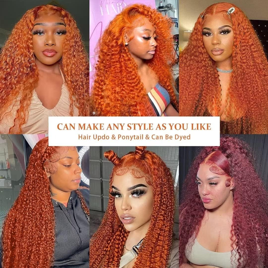 Moonhair Ginger Deep Wave Transparent Lace Frontal Wig Human Hair Human Wig