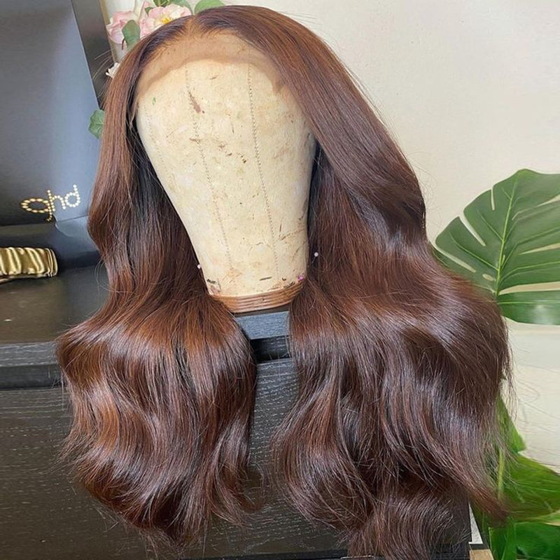 Chocolate Brown #4 Body Wave 13X4 Lace Front Human Hair Wigs for Women-Zlike
