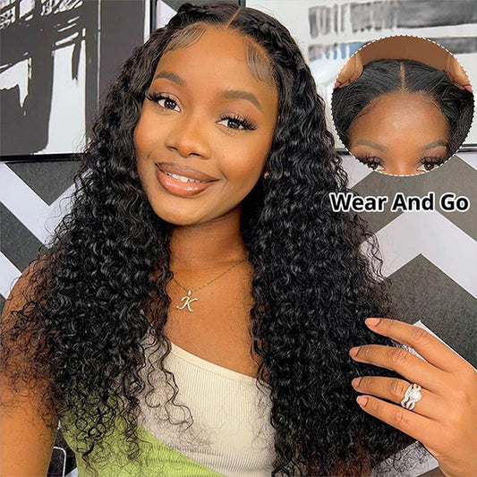 Put on and Go Glueless Kinky Curly Wigs Pre Plucked HD Lace Closure Wig