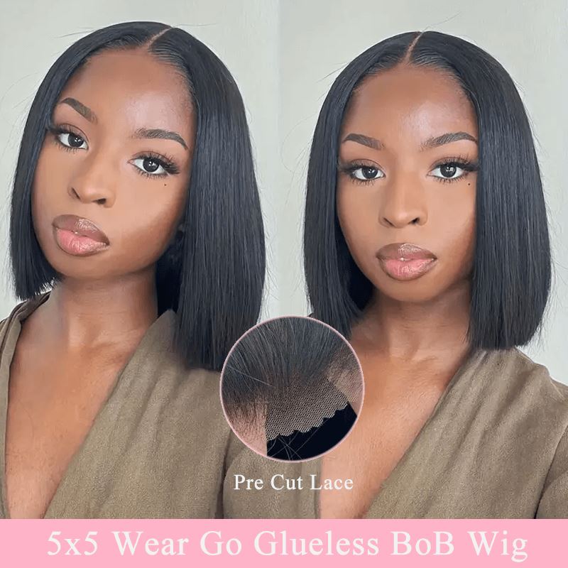 Short Straight Bob Glueless Lace Wig
