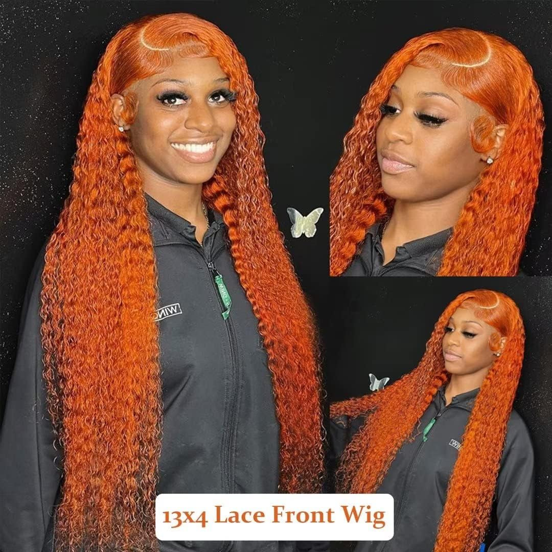 Moonhair Ginger Deep Wave Transparent Lace Frontal Wig Human Hair Human Wig