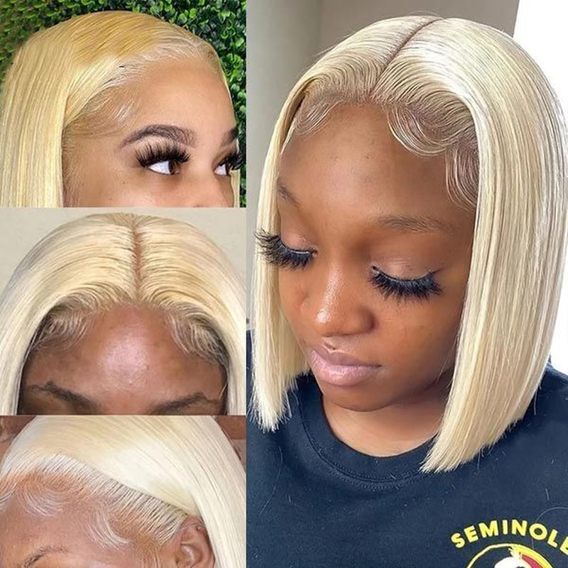 Zlike Short 613 Blonde Bob Wig with Baby Hair Human Hair Wigs for Women