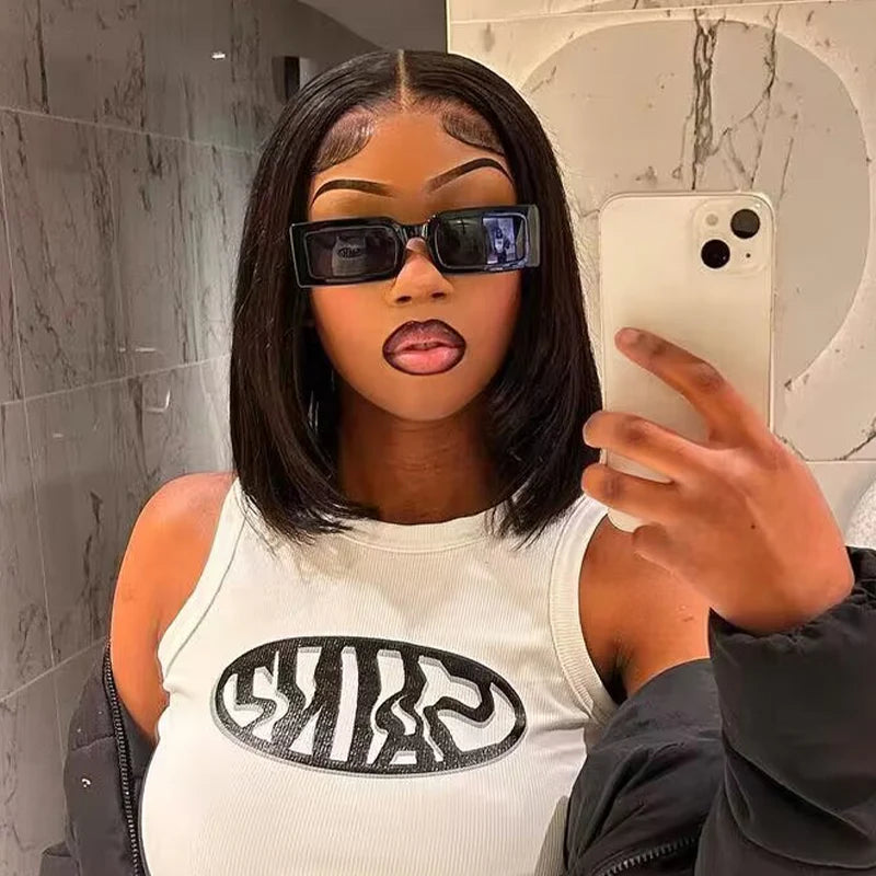 Silky Straight Wear Go Glueless Lace Wigs Short Bob Wig Pre Cut 5X5 HD Lace Closure Wigs