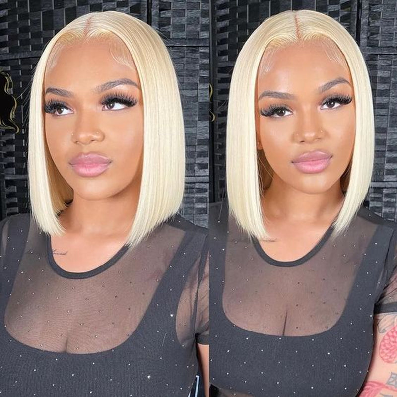 Zlike Short 613 Blonde Bob Wig with Baby Hair Human Hair Wigs for Women