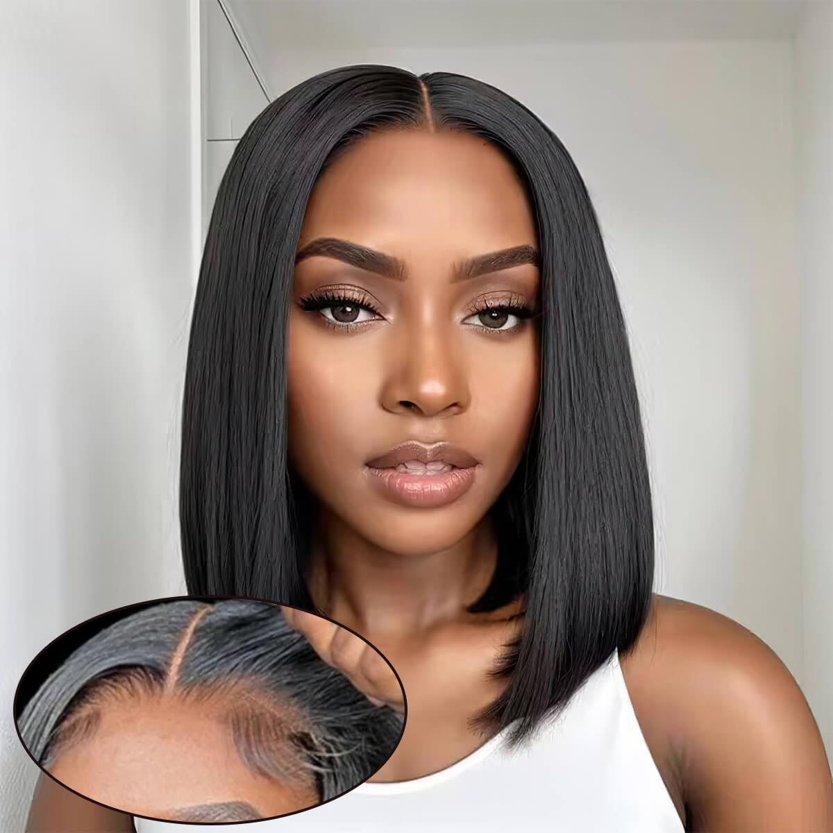 Short Straight Bob Glueless Lace Wig