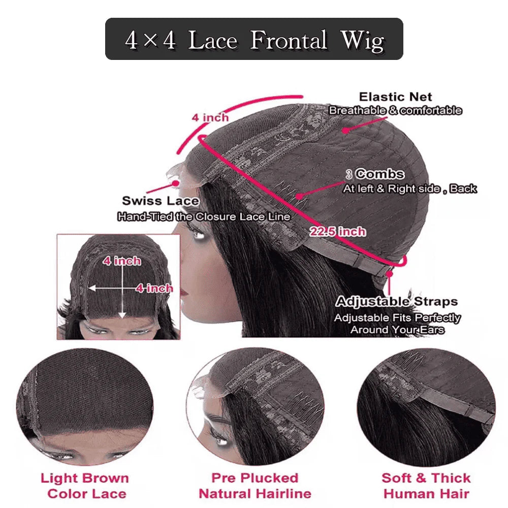 Chocolate Brown #4 Body Wave 13X4 Lace Front Human Hair Wigs for Women-Zlike