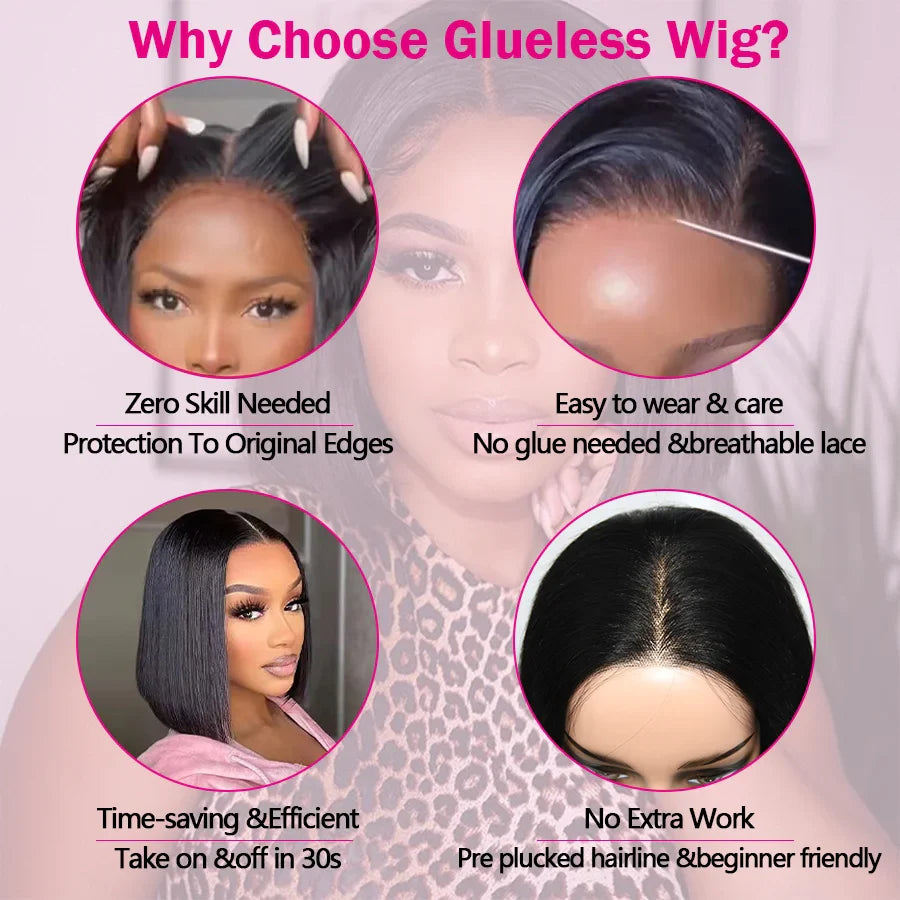 Short Straight Bob Glueless Lace Wig
