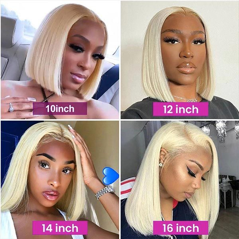 Zlike Short 613 Blonde Bob Wig with Baby Hair Human Hair Wigs for Women