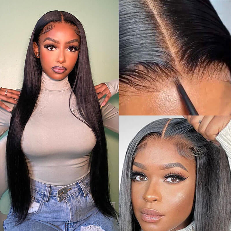 Ready Go Glueless Silky Straight 5X5 HD Lace Closure Human Hair Wigs Beginner Friendly