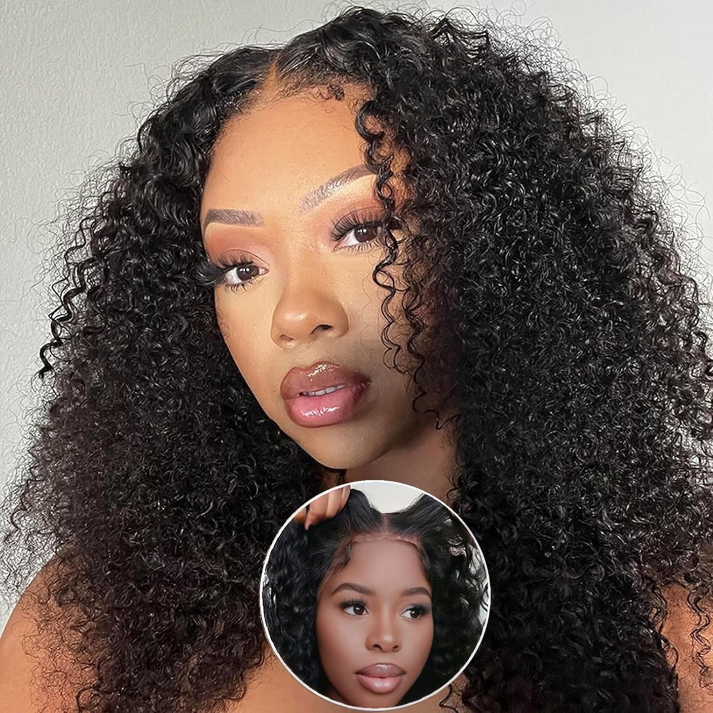Put on and Go Glueless Kinky Curly Wigs Pre Plucked HD Lace Closure Wig