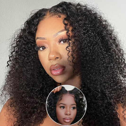 Put on and Go Glueless Kinky Curly Wigs Pre Plucked HD Lace Closure Wig