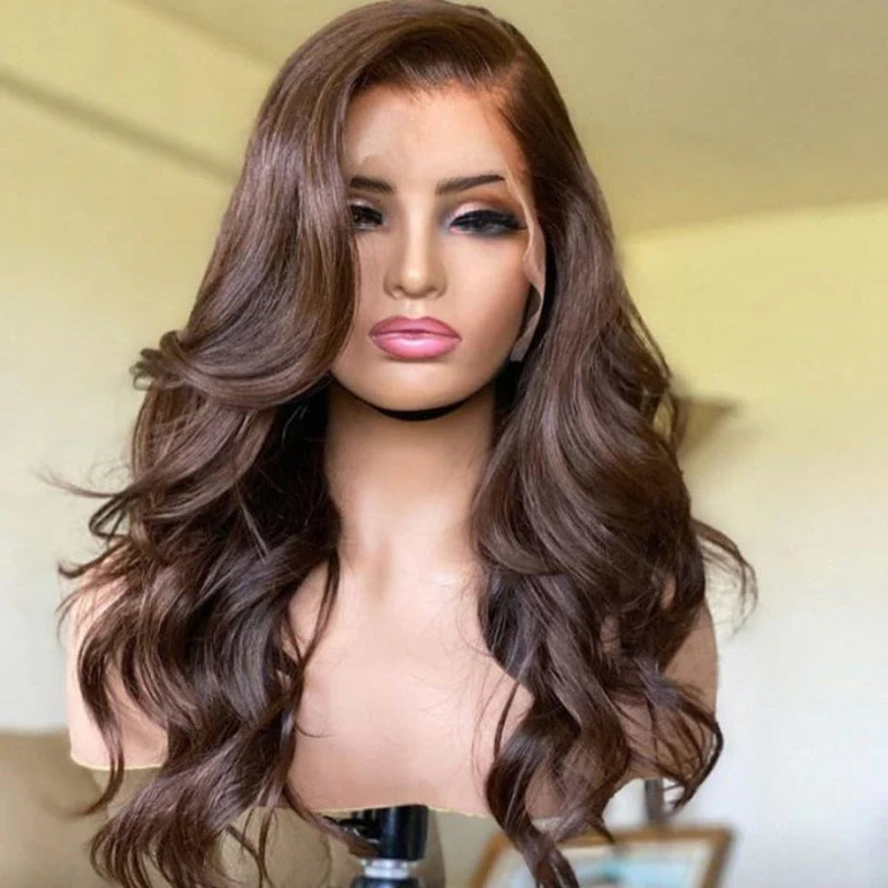 Chocolate Brown #4 Body Wave 13X4 Lace Front Human Hair Wigs for Women-Zlike