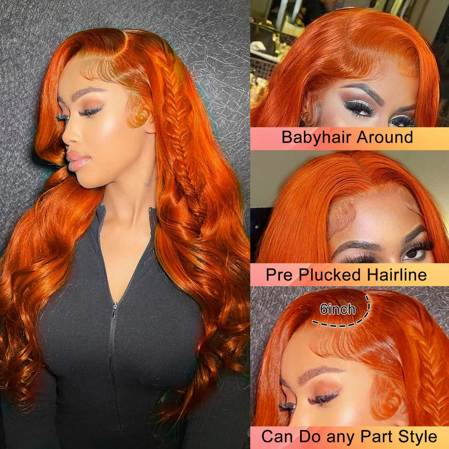 Moonhair 13*4 Lace Full Frontal Ginger Body Wave Human Hair Human Wig