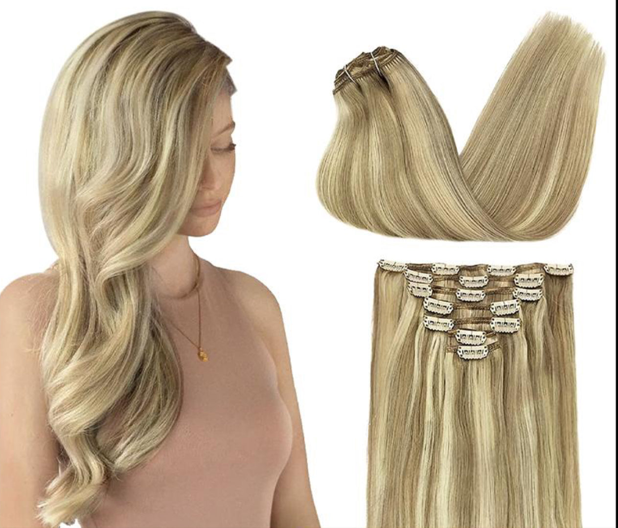 Premium Clip-In Hair Extensions - Real Human Hair - 120g 7pcs