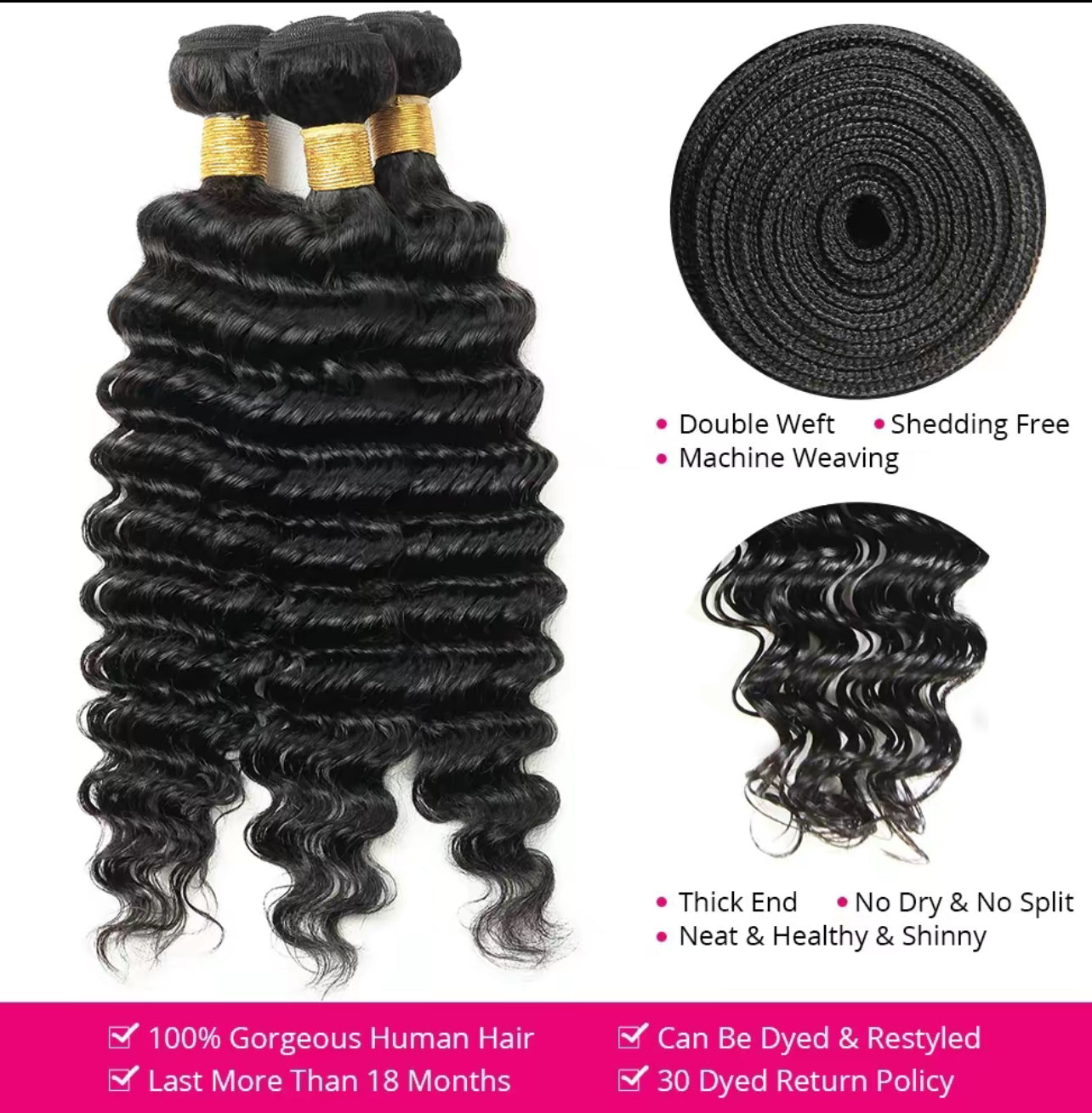 Virgin Hair Deep Wave Extensions