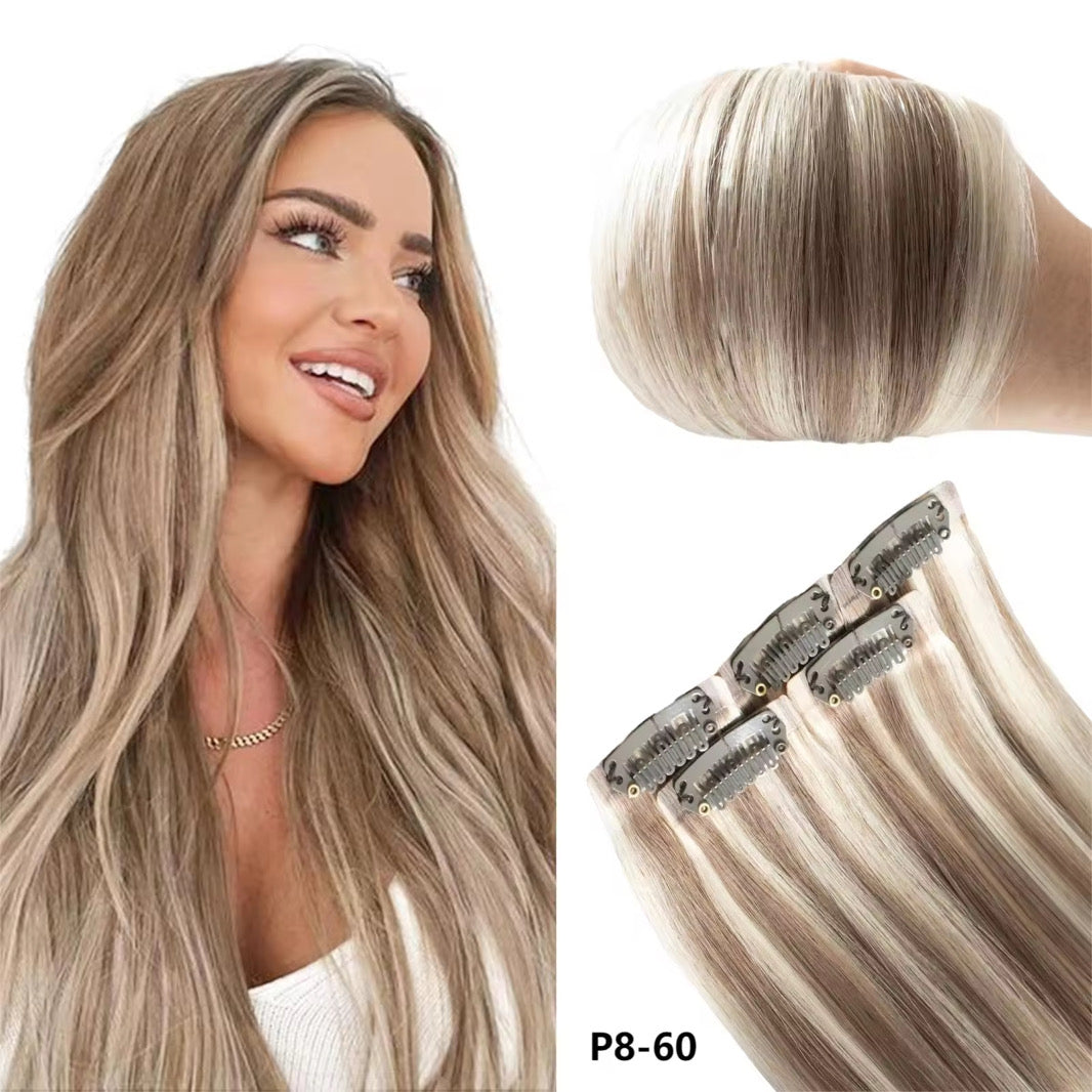 High Quality Seamless 100% Remy European Hair Extensions Clip-in PU Hair With Wide Color Options