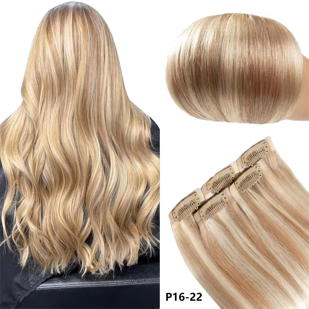 High Quality Seamless 100% Remy European Hair Extensions Clip-in PU Hair With Wide Color Options