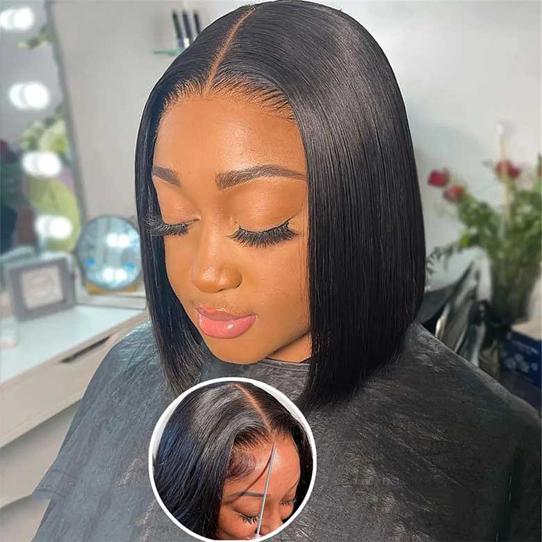 Short Straight Bob Glueless Lace Wig