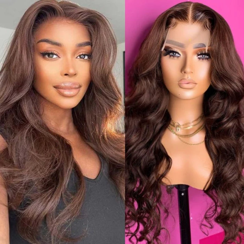 Chocolate Brown #4 Body Wave 13X4 Lace Front Human Hair Wigs for Women-Zlike