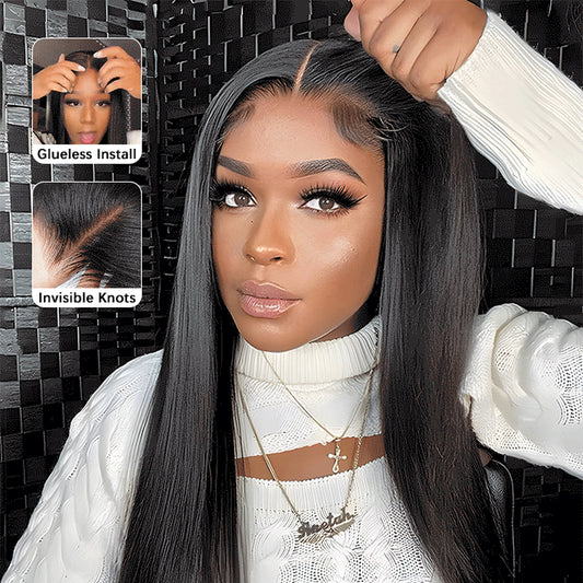 Ready Go Glueless Silky Straight 5X5 HD Lace Closure Human Hair Wigs Beginner Friendly