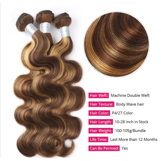 P4/27 Human Hair 3 Bundles
