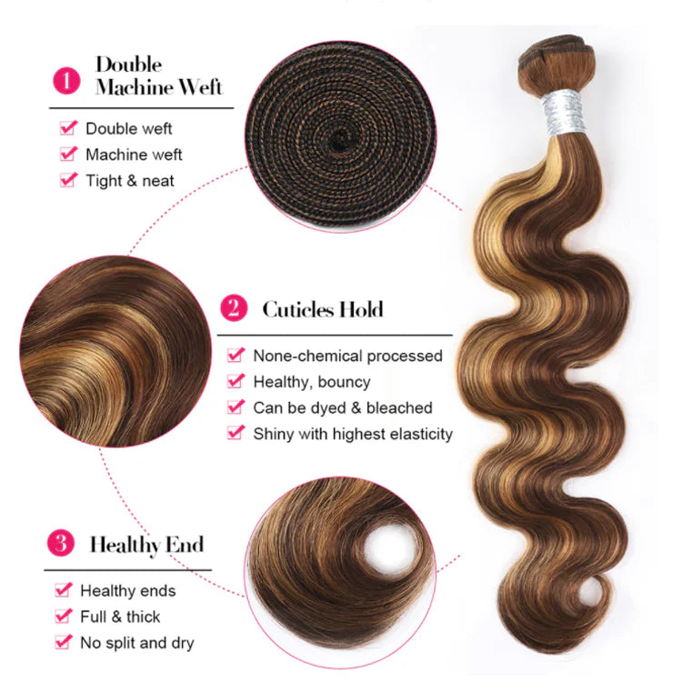 P4/27 Human Hair 3 Bundles