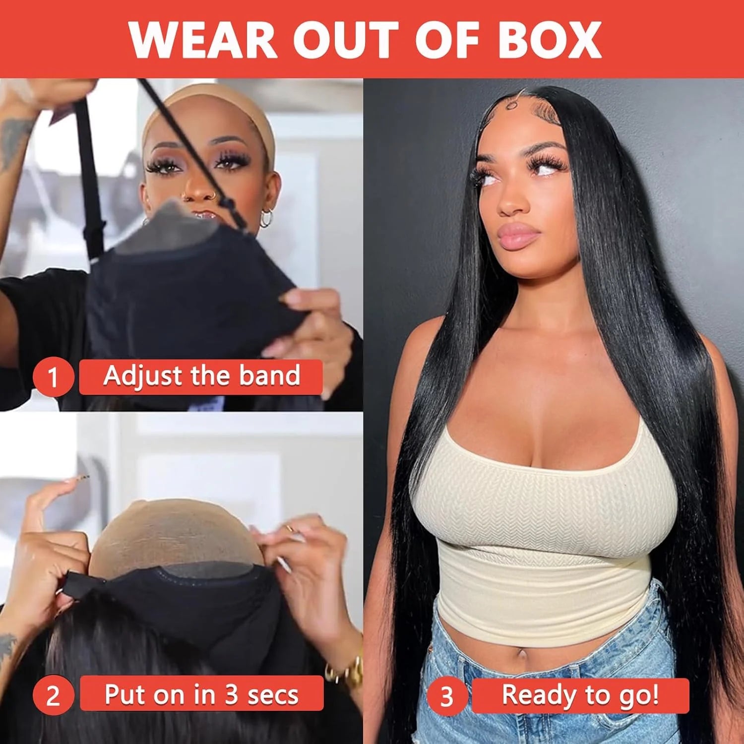 Ready Go Glueless Silky Straight 5X5 HD Lace Closure Human Hair Wigs Beginner Friendly