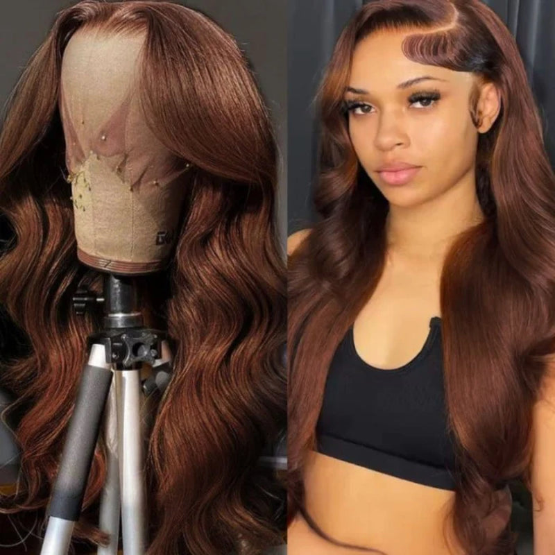 Chocolate Brown #4 Body Wave 13X4 Lace Front Human Hair Wigs for Women-Zlike