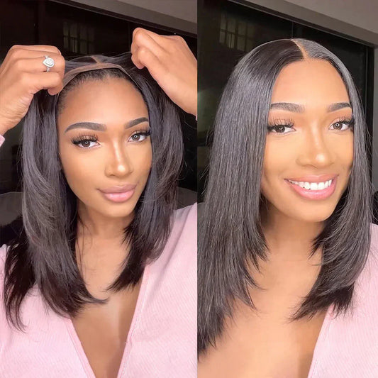 Short Straight Bob Glueless Lace Wig
